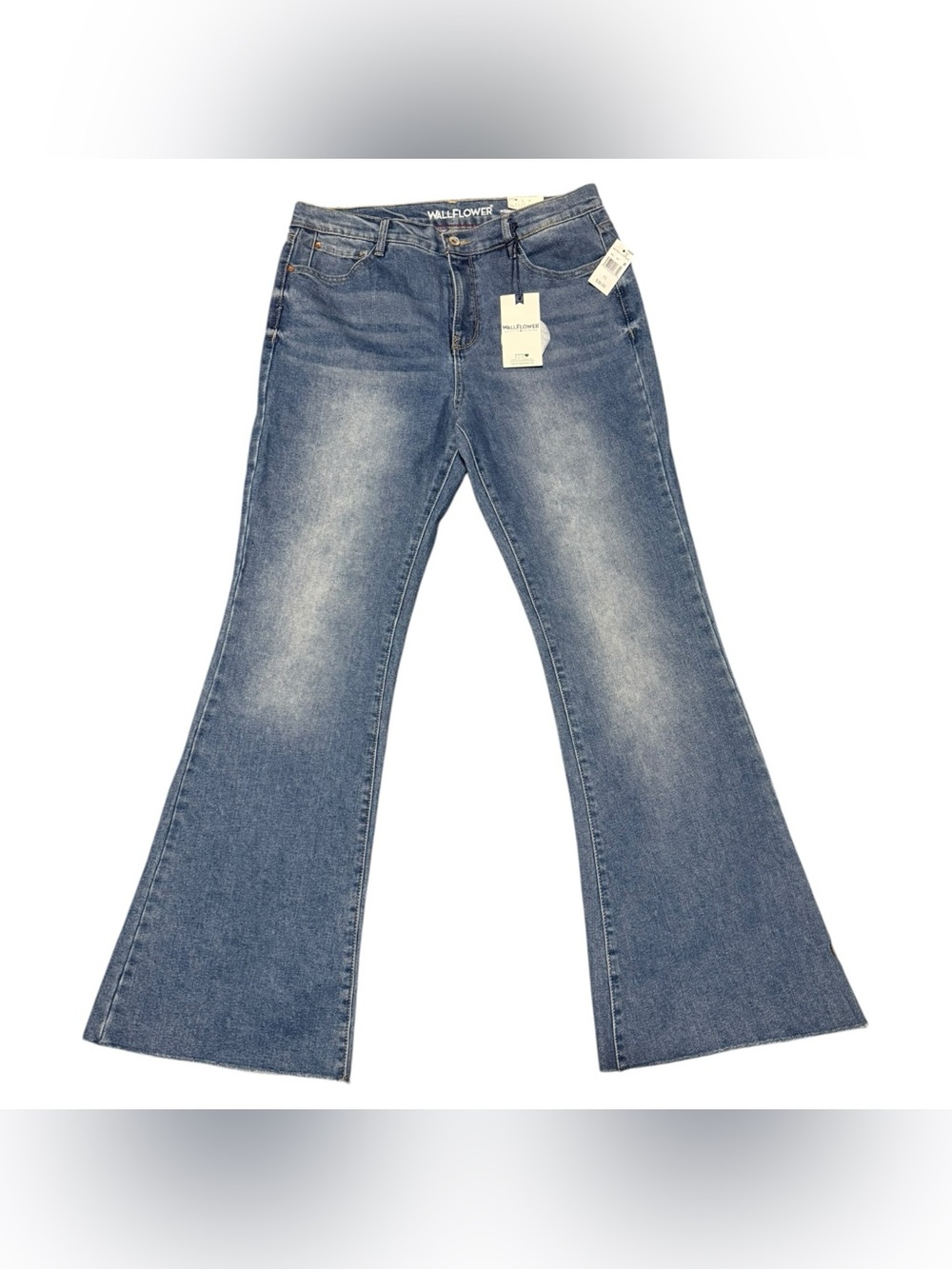 WallFlower Jeans Fearless Curvy Super High Rise Flare Womens Size 11/30 Raw Hem